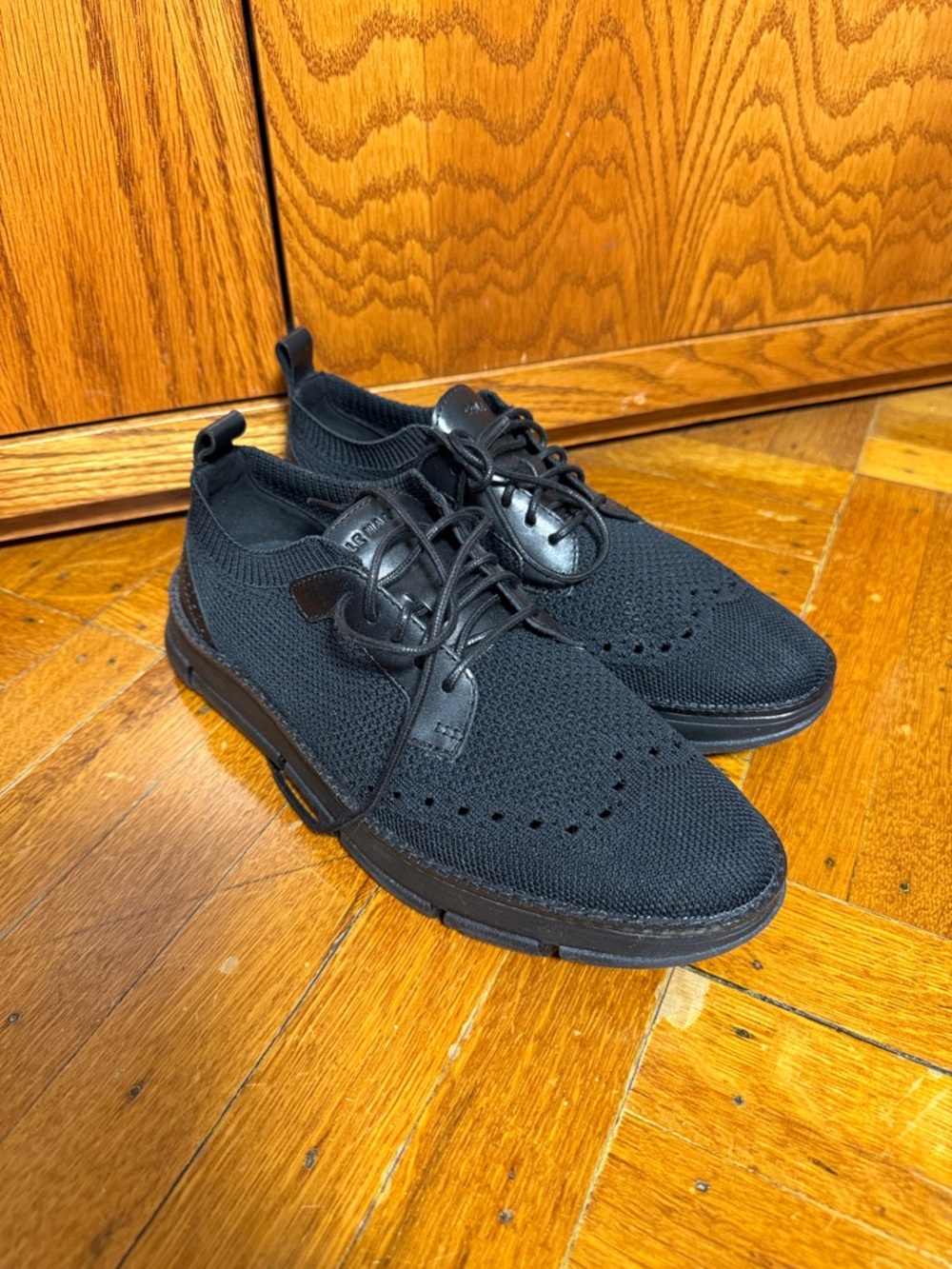 Cole Haan Black Knit Wingtip Lace-Up Oxfords